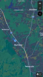 picture of a map with Murrieta in the center and surrounding area of about 18 miles